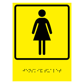 Тактильная пиктограмма «Женский туалет» с азбукой Брайля, ДС69